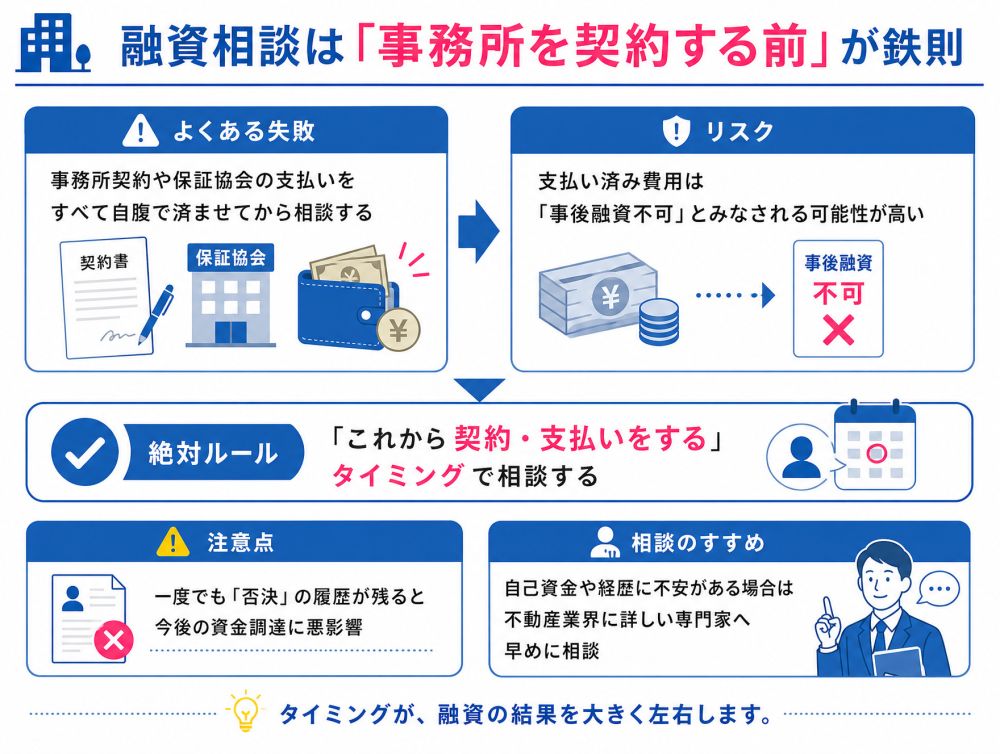融資相談は「事務所を契約する前」が鉄則