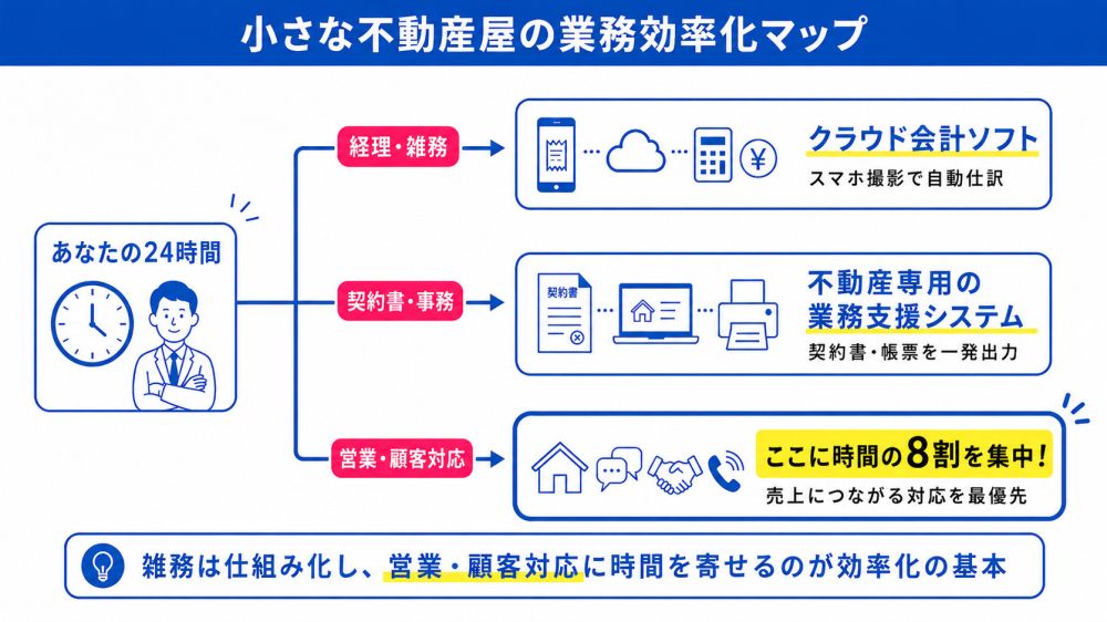 【図解】小さな不動産屋の業務効率化マップ